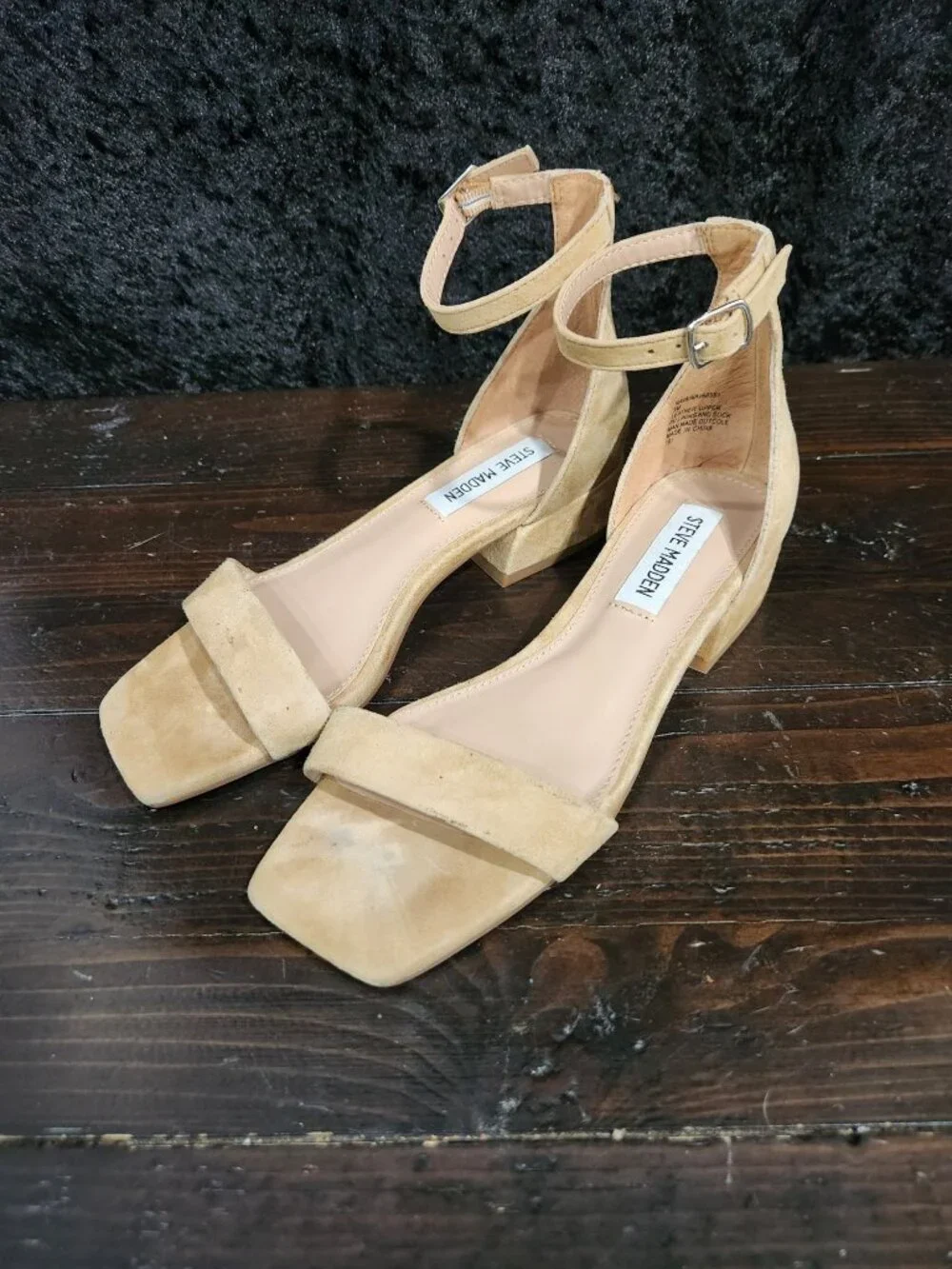 Steve Madden Nava Tan Leather Ankle Strap Block Heel Sandal/Sz. 5M - Picture 1 of 8